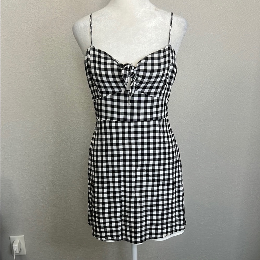 Lulus Black/White Plaid Mini Dress Size Small